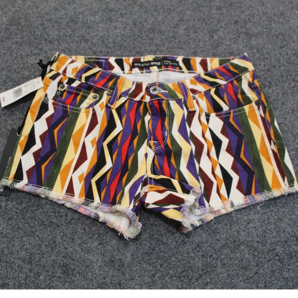 NWT Big Star 1974 Remy Low Rise Fit Colorful‎ Print Denim Shorts Size 26